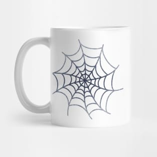 Silver Gray Glittery Spider's Web on White Mug